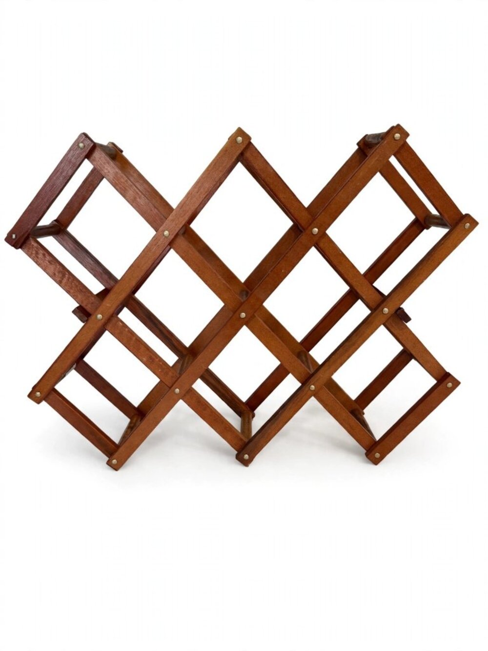 Vintage Wooden Accordion Wine Rack Folding Collapsible Made in Taiwan